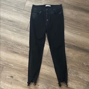 Flying Monkey Black Ankle Jeans with Frayed Hem